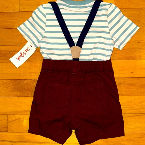 ✅2/$20✅NWT Baby Cat & Jack 2 piece 24month onesie wth shorts & suspenders! - Picture 3 of 9
